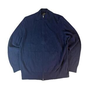 Quince Mongolian Cashmere Sweater Cardigan Full Zip Mock Neck Blue Men’s Large